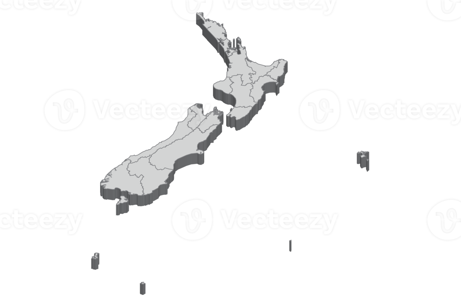 3D map illustration of New Zealand png