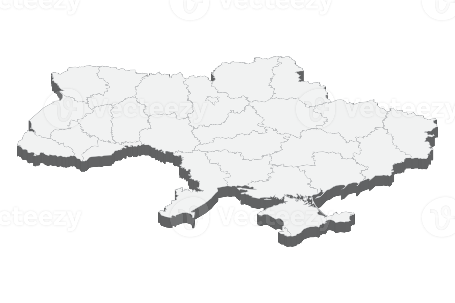 3D map illustration of Ukraine png