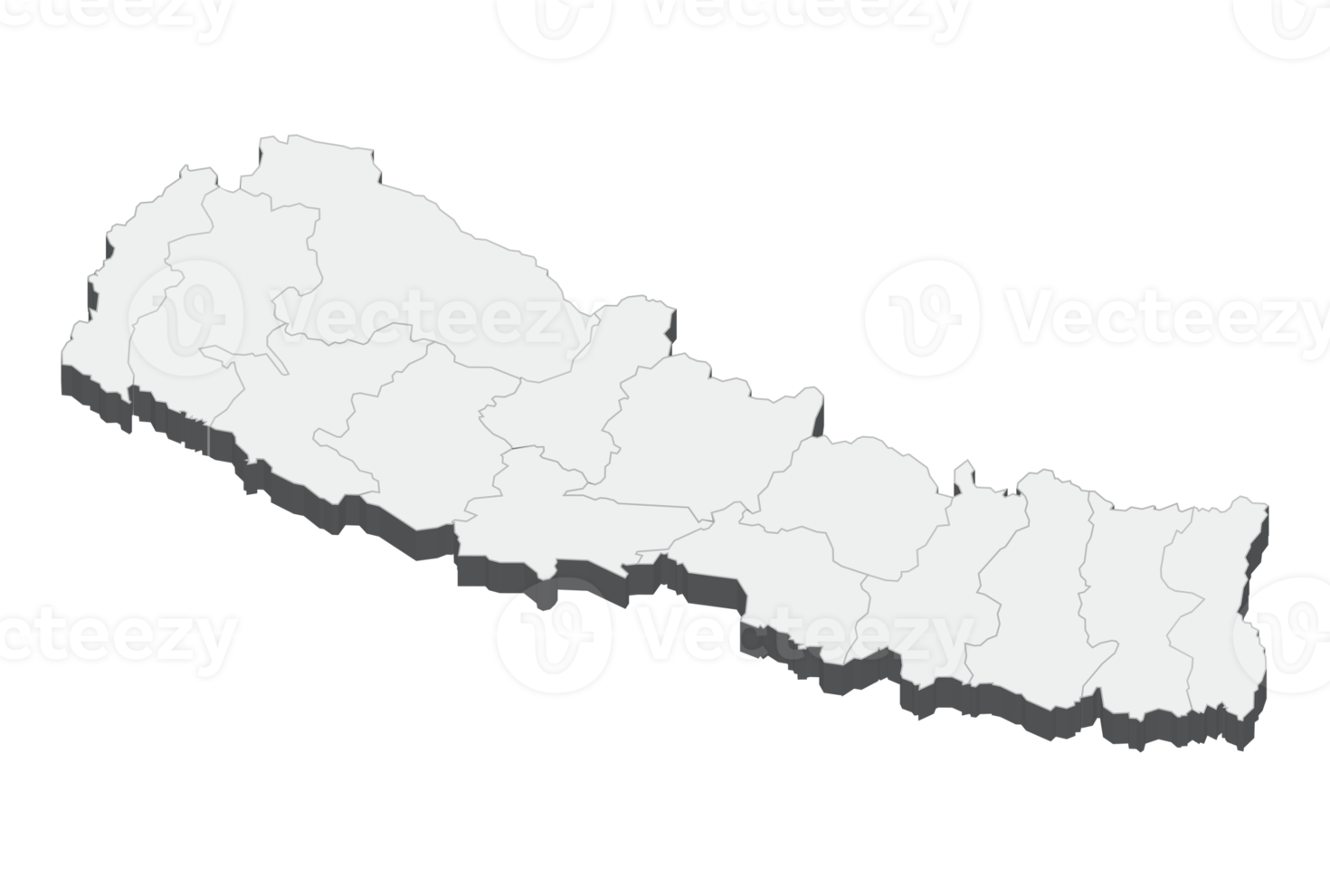 3D map illustration of Nepal png