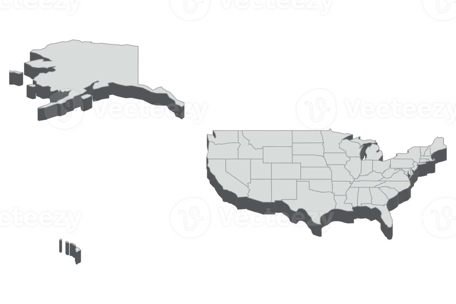 3D map illustration of Usa Mercator png