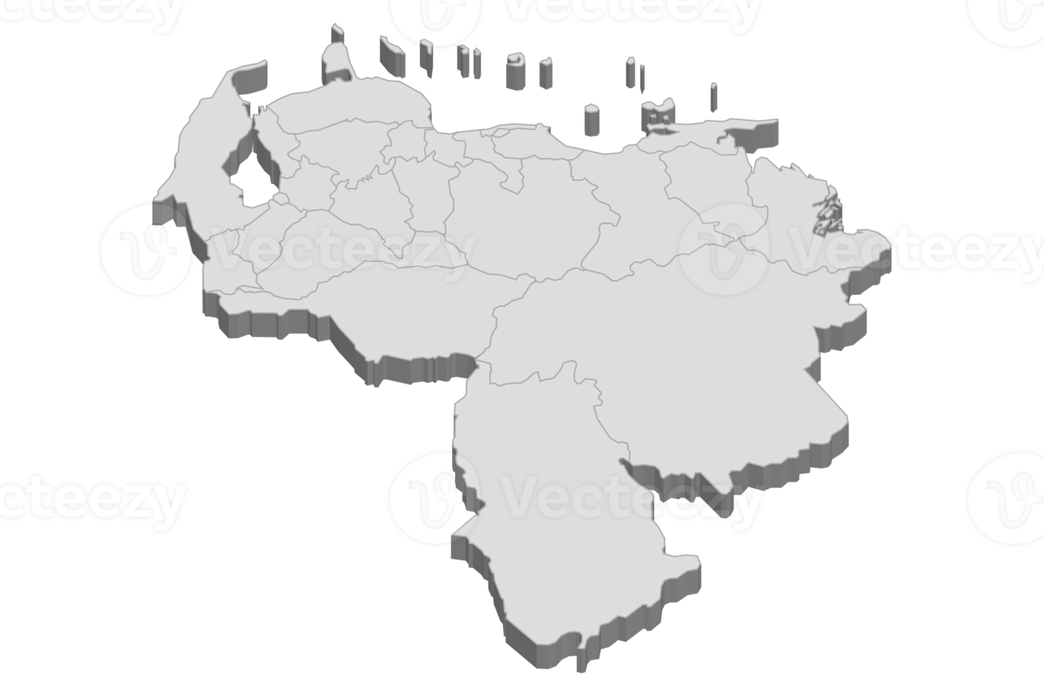 3D map illustration of Venezuela png