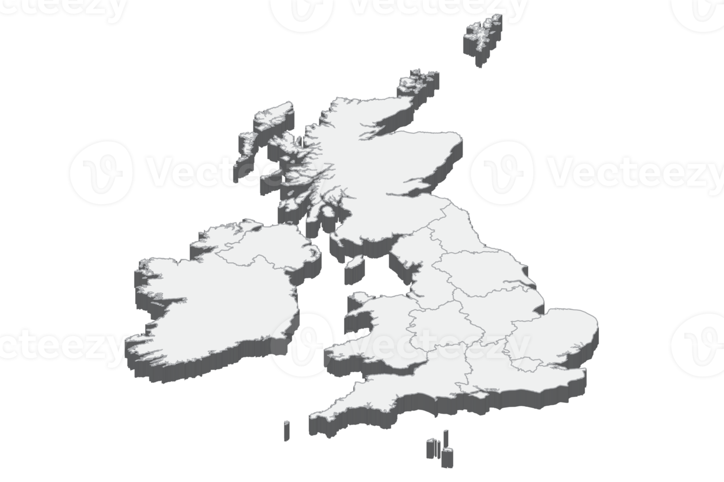 3D map illustration of United Kingdom png