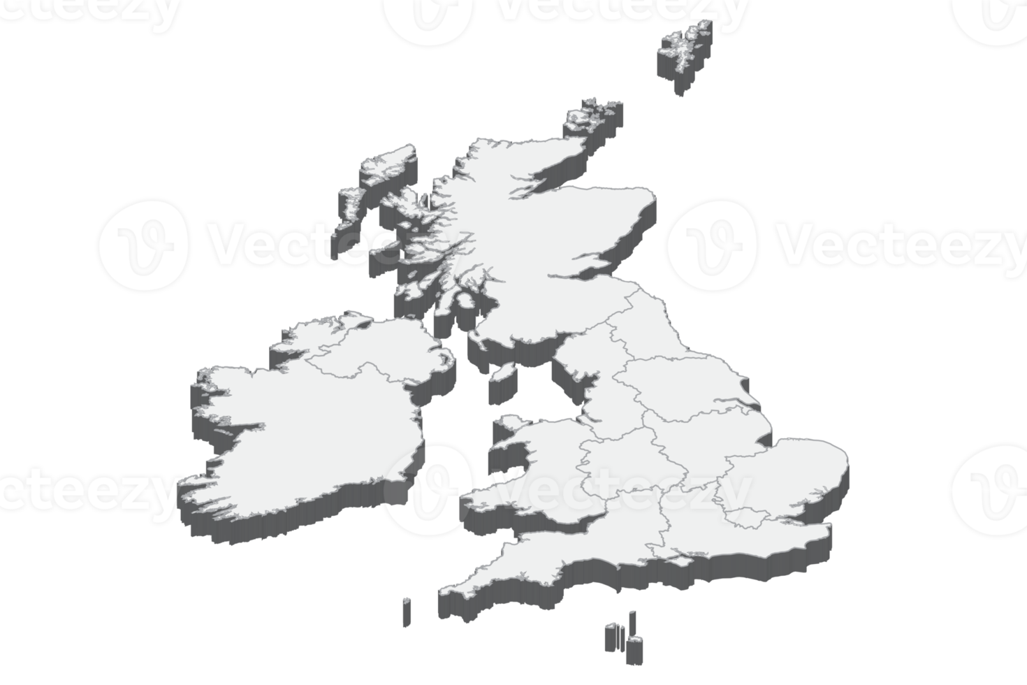 Illustration de carte 3d du Royaume-Uni png