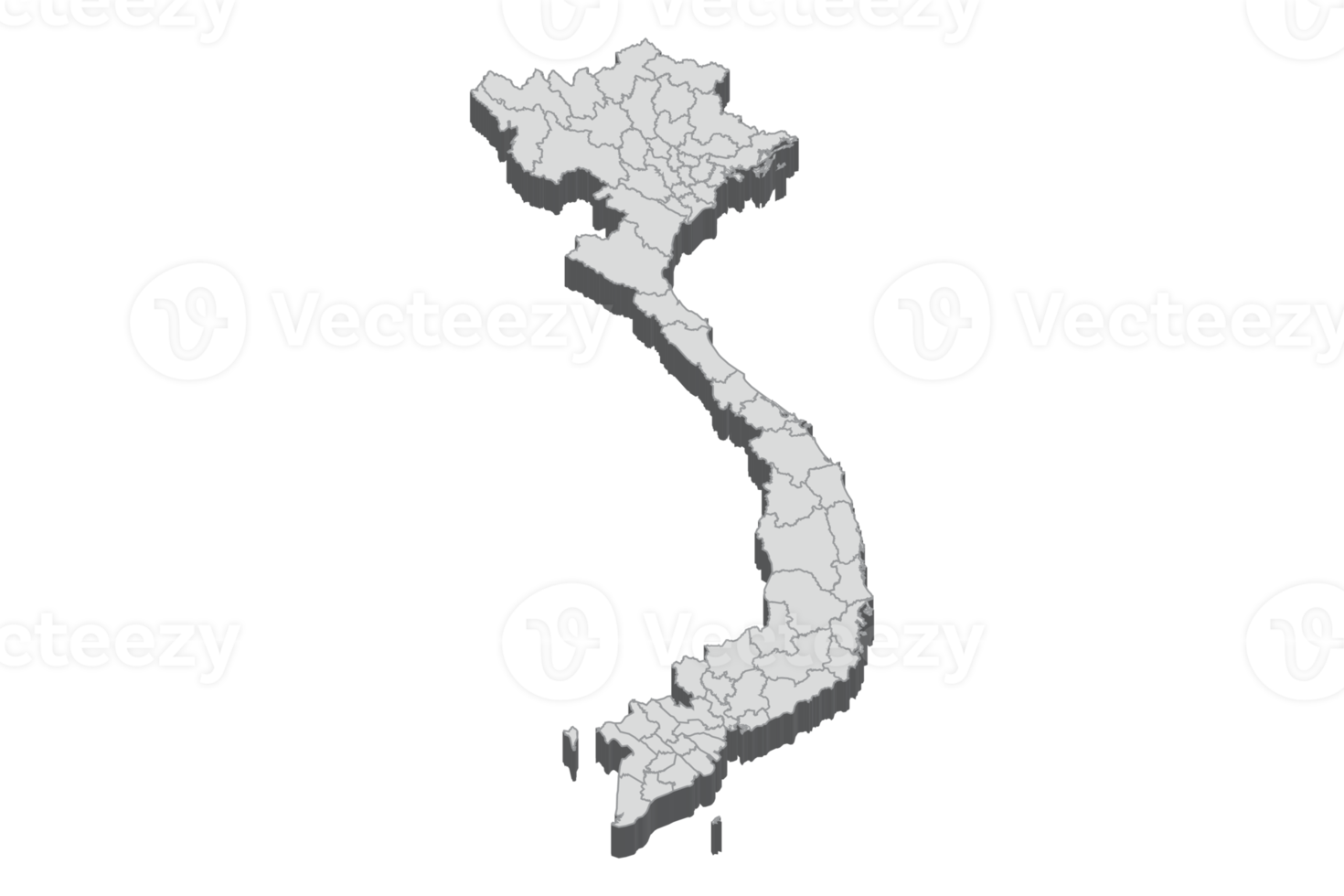 3D map illustration of Vietnam png
