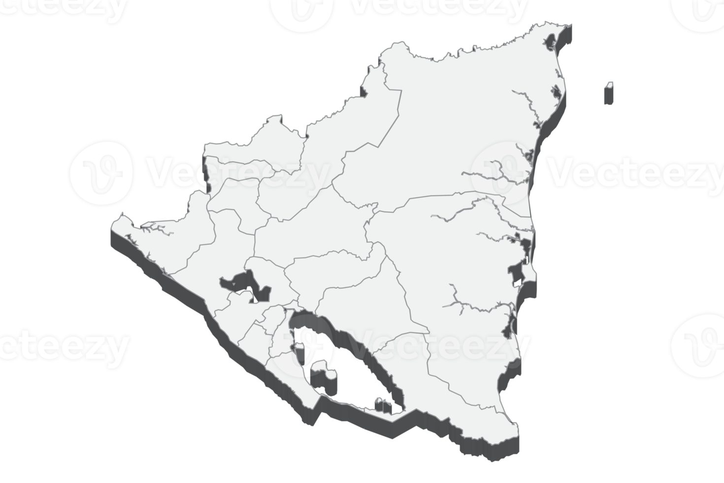 Ilustración de mapa 3d de nicaragua png