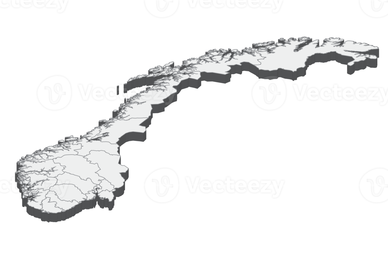 3D-Kartendarstellung von Norwegen png