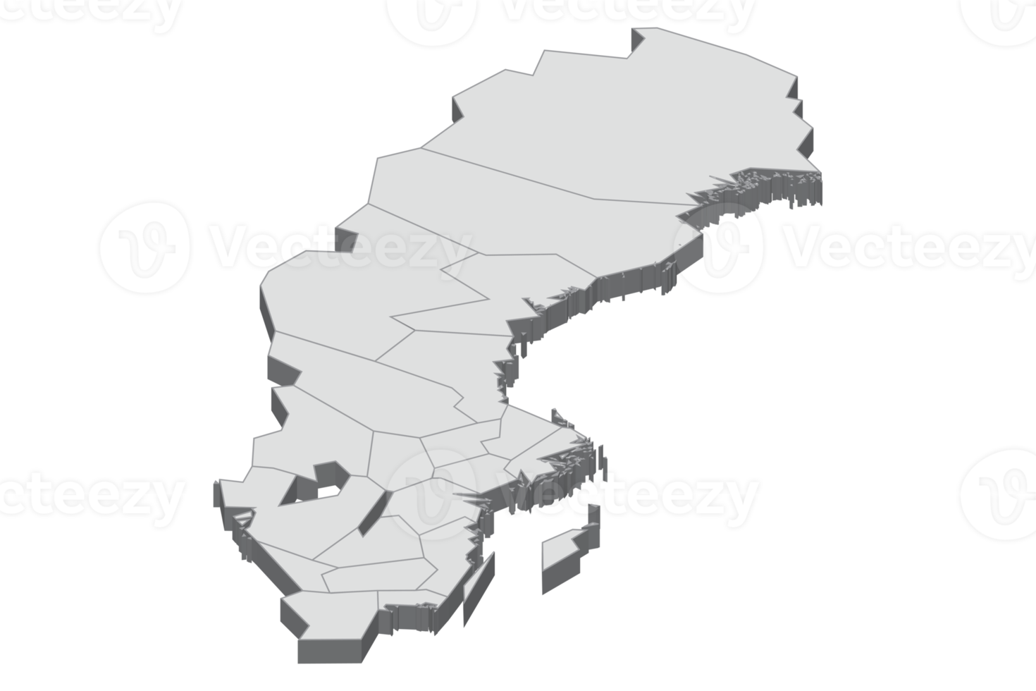 3D-Kartendarstellung von Schweden png