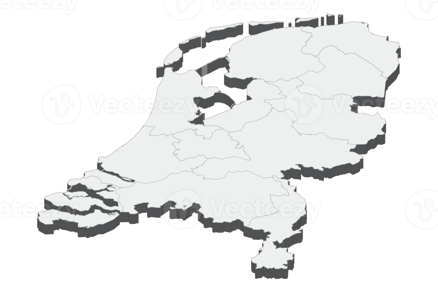 3D-kaartillustratie van nederland png