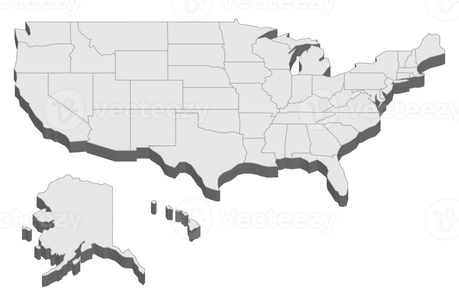 3D map illustration of United States png