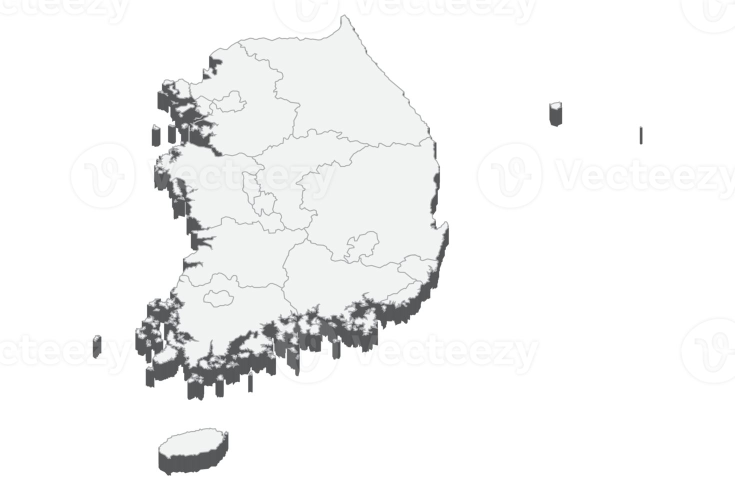 3D-Kartendarstellung von Südkorea png