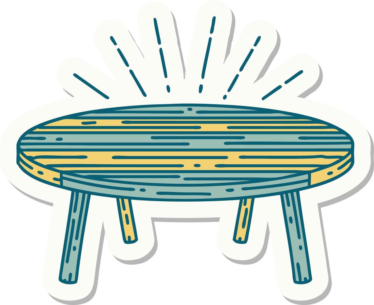 pegatina de una mesa de madera estilo tatuaje vector