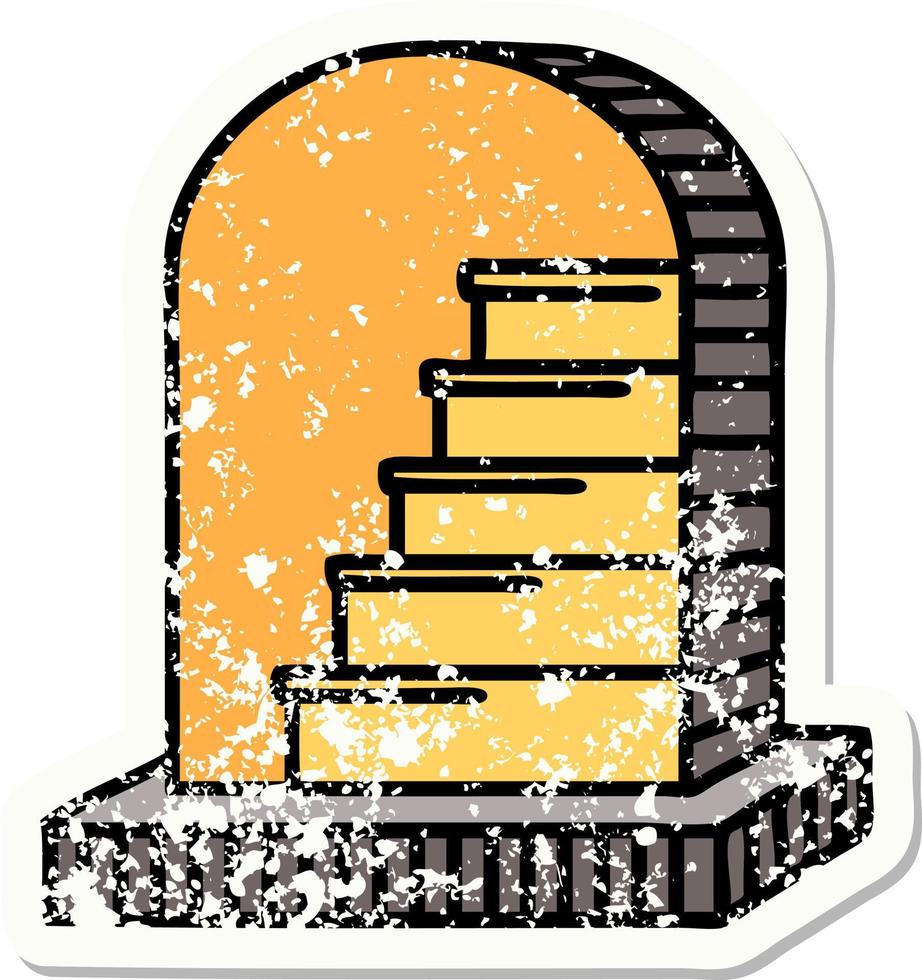 distressed sticker tattoo in traditional style of a grave stone vector