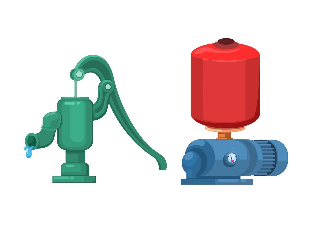 vector de ilustración de símbolo de conjunto de objetos manual y eléctrico de bomba de agua