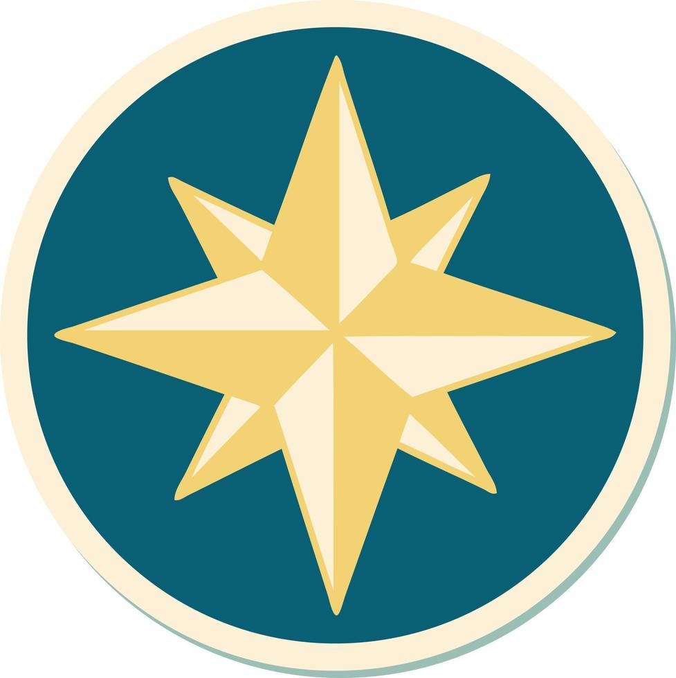 sticker of tattoo in traditional style of a star vector