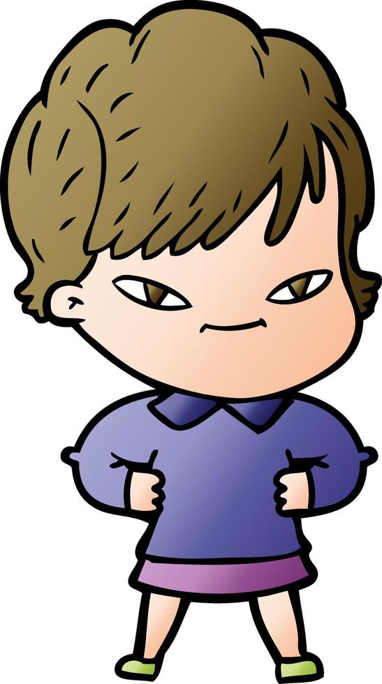 cartoon happy woman vector
