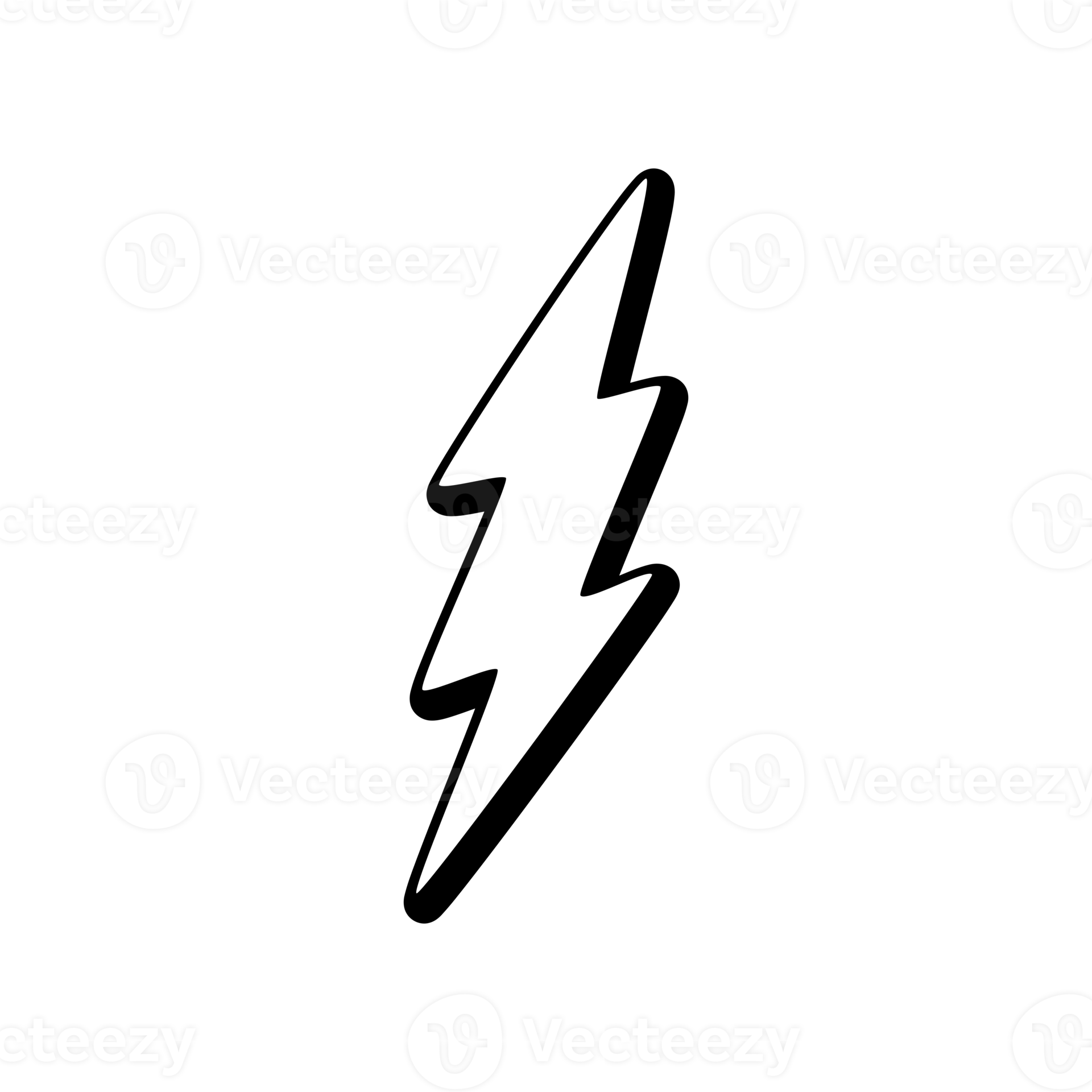 Cartoon drawing of lightning bolt with transparent background. Comic