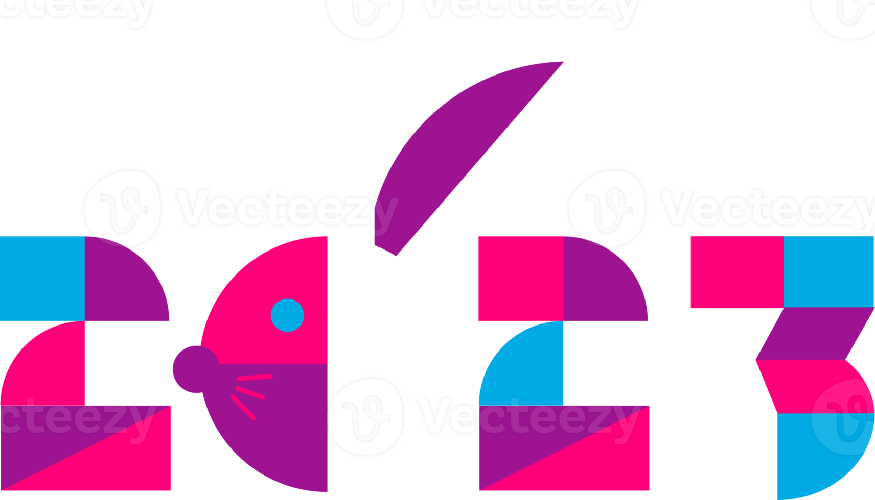 Happy New Year 2023 with rabbit cartoon png