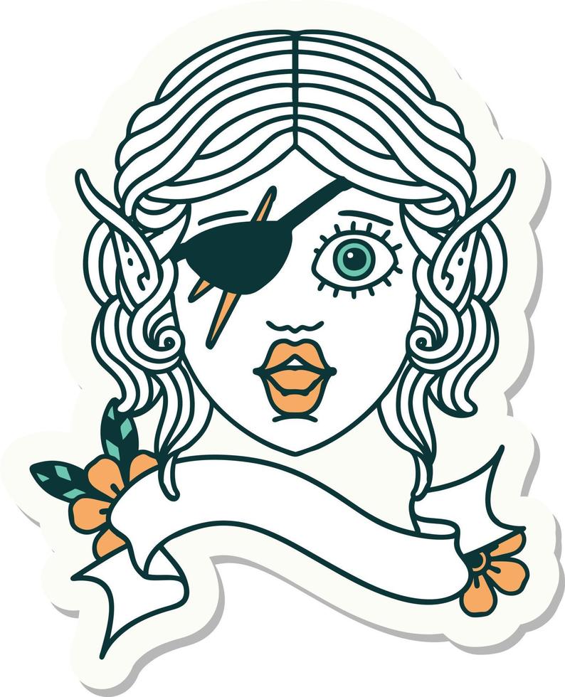 sticker of a elf rogue character face vector