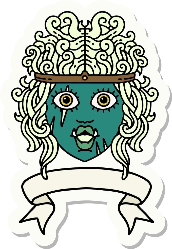 sticker of a orc barbarian character face with banner vector