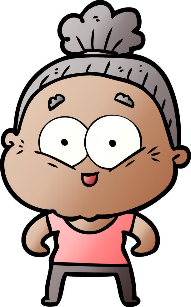 cartoon happy old woman vector