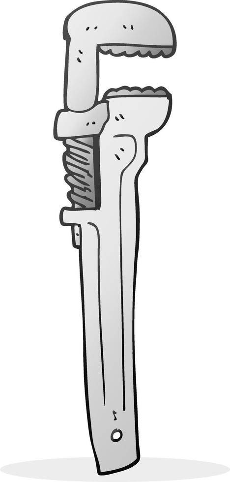 freehand drawn cartoon adjustable wrench vector