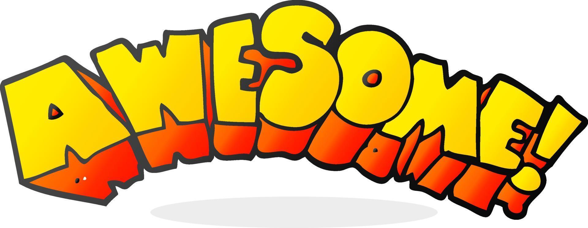 freehand drawn cartoon word awesome vector