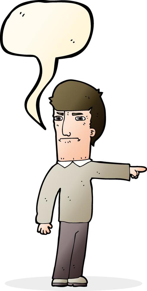 cartoon man pointing with speech bubble vector