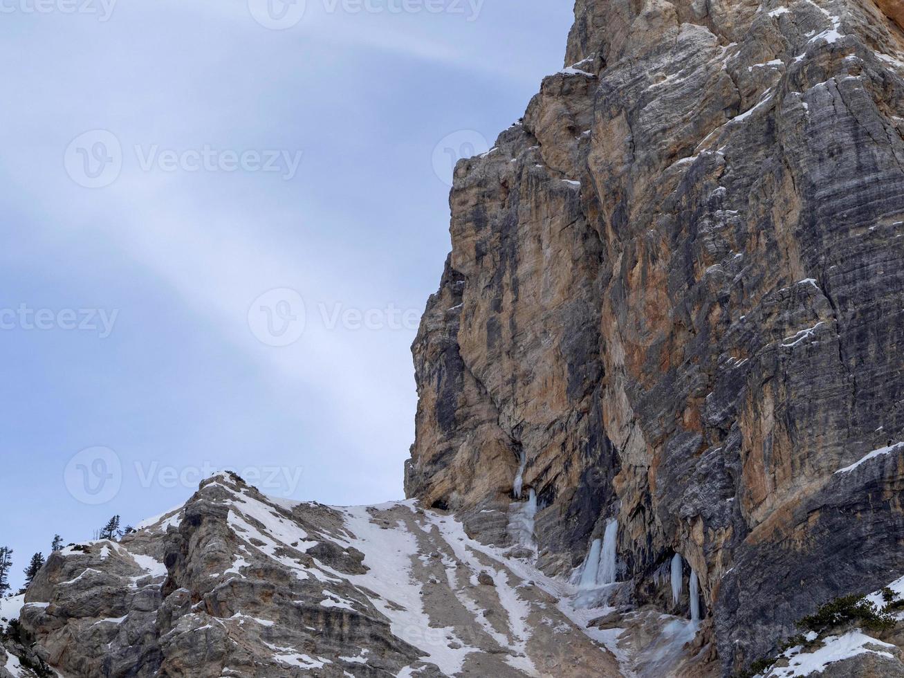 Fanes mountain dolomites in winter panorama photo