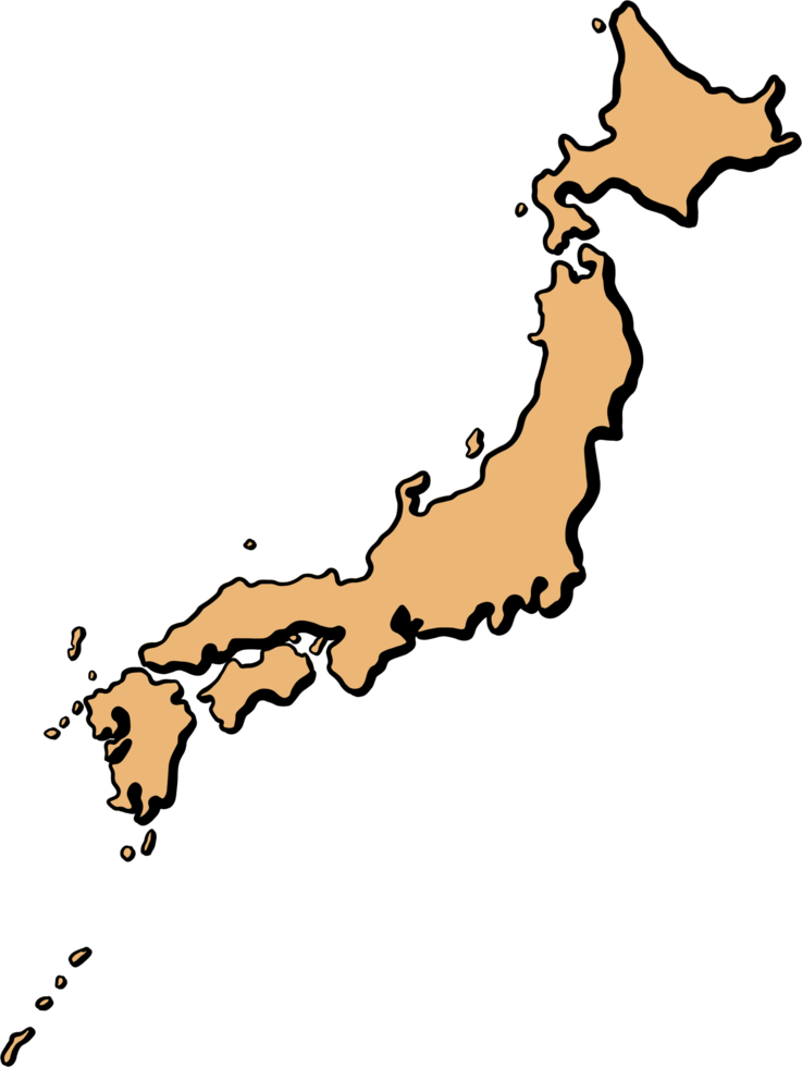 doodle freehand drawing of japan map. png