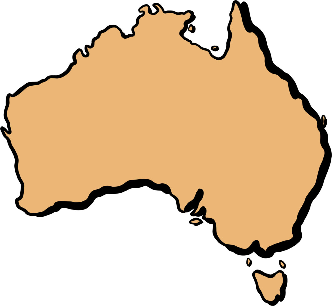 doodle freehand drawing of australia map. png