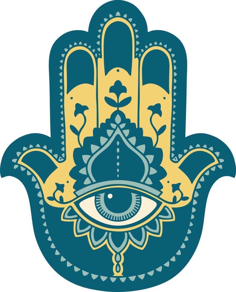 iconic tattoo style image of a hamza vector