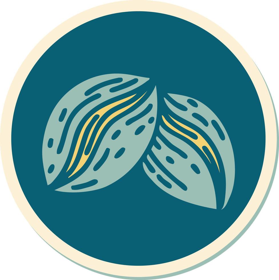 sticker of tattoo in traditional style of coffee beans vector