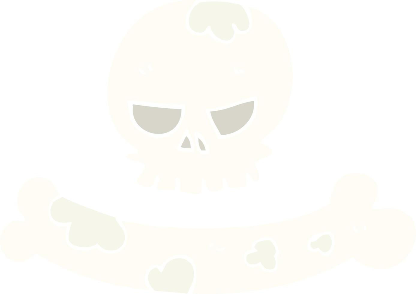 flat color illustration of skull and bone symbol vector