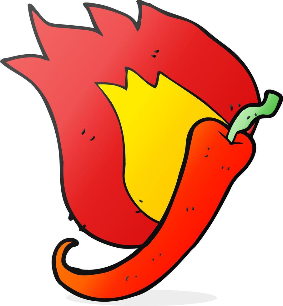 Dibujos animados dibujados a mano alzada flaming hot chili pepper vector