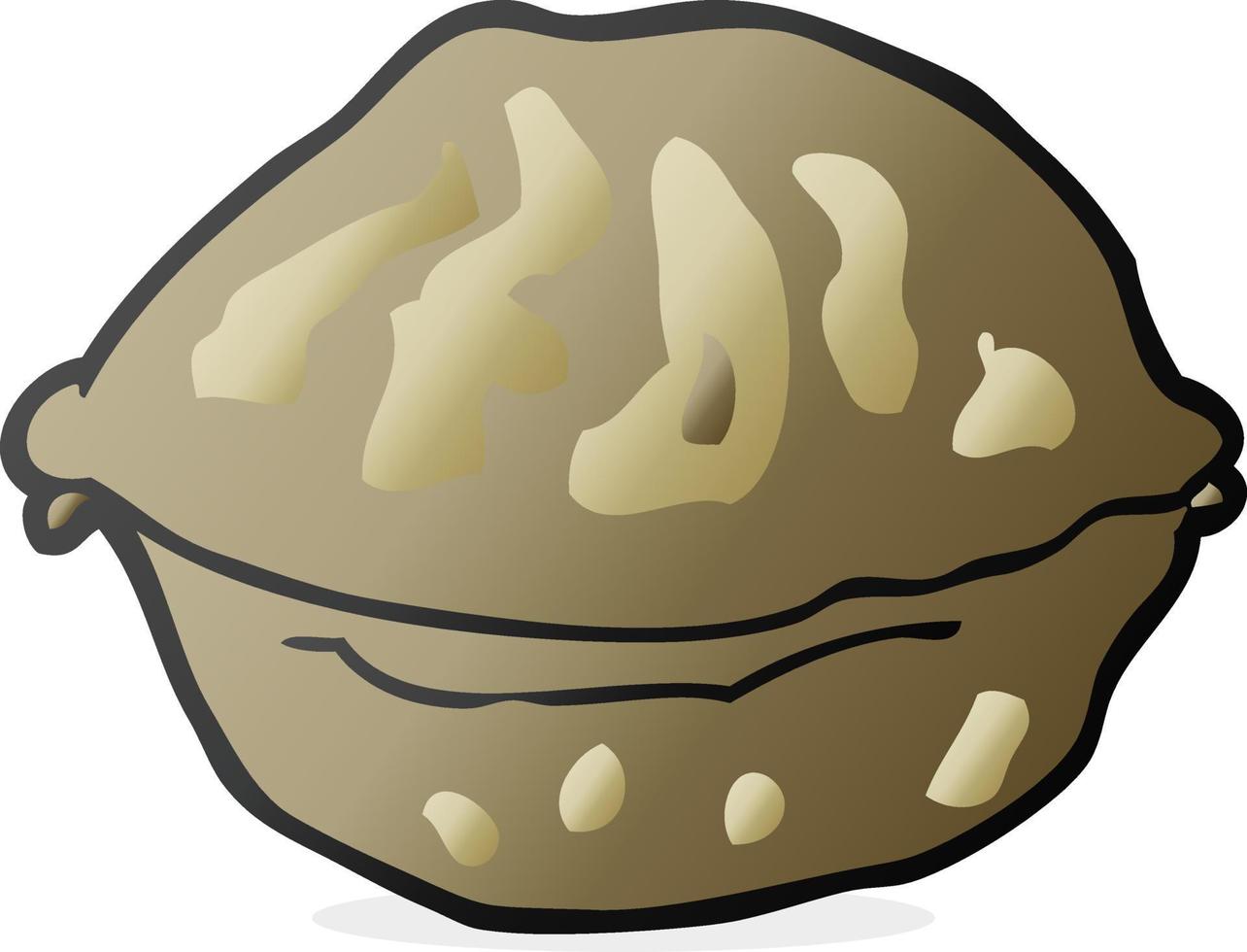 freehand drawn cartoon walnut in shell vector