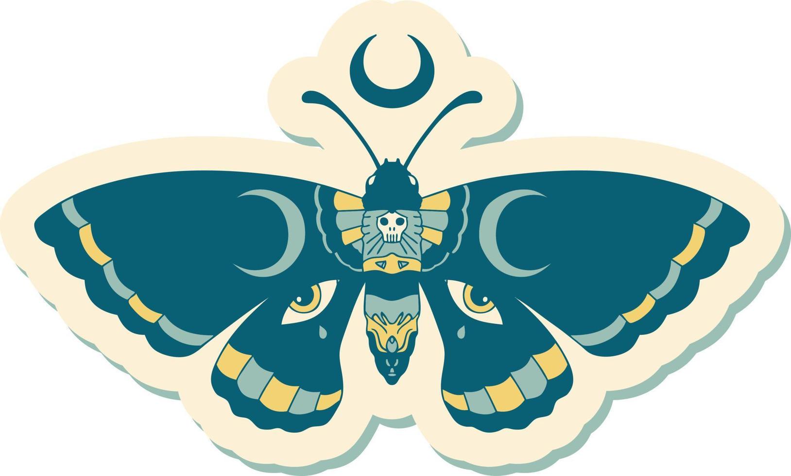 sticker of tattoo in traditional style of a moth vector