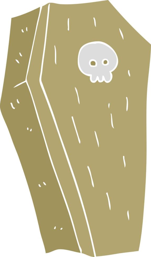 flat color illustration of a cartoon spooky coffin vector