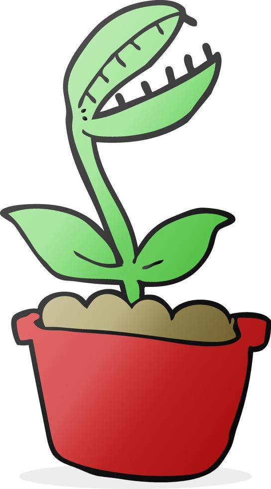 freehand drawn cartoon venus fly trap vector