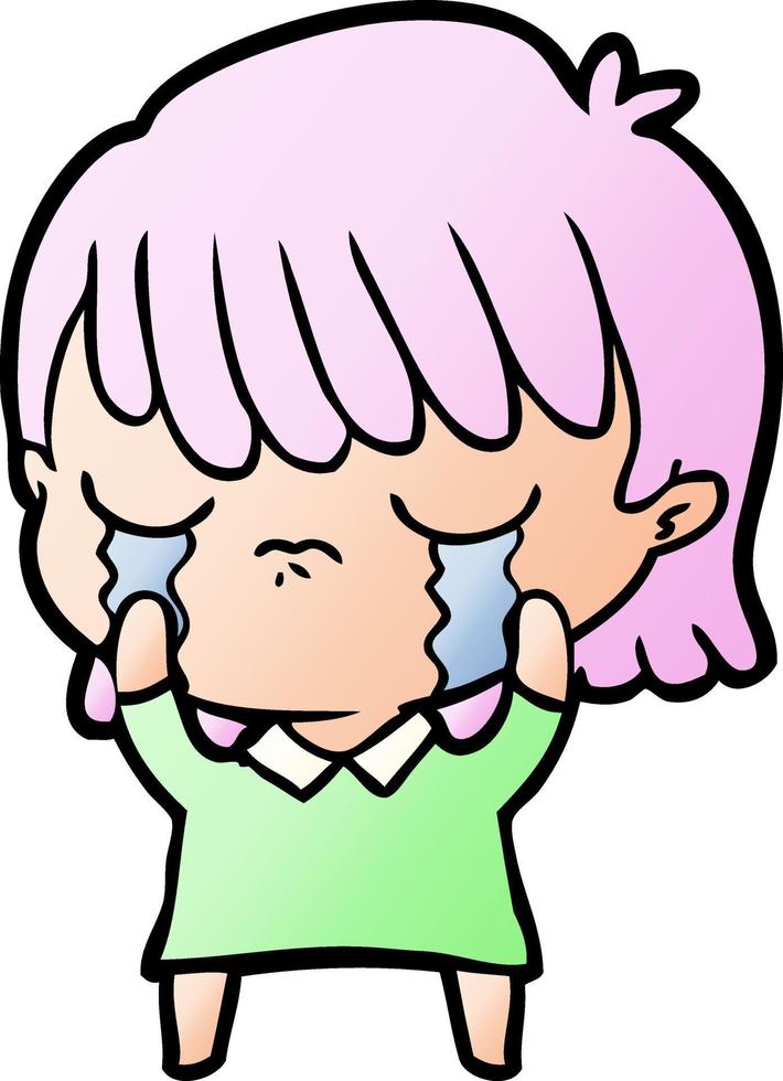 cartoon woman crying vector