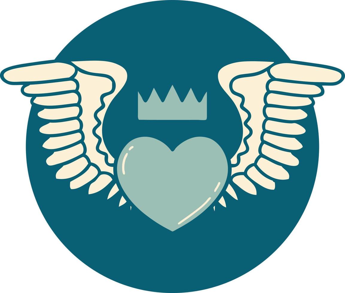 iconic tattoo style image of a heart with wings vector