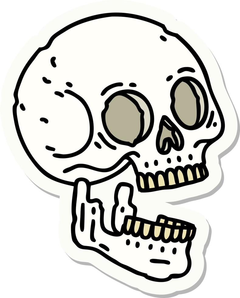 sticker of tattoo in traditional style of a skull vector