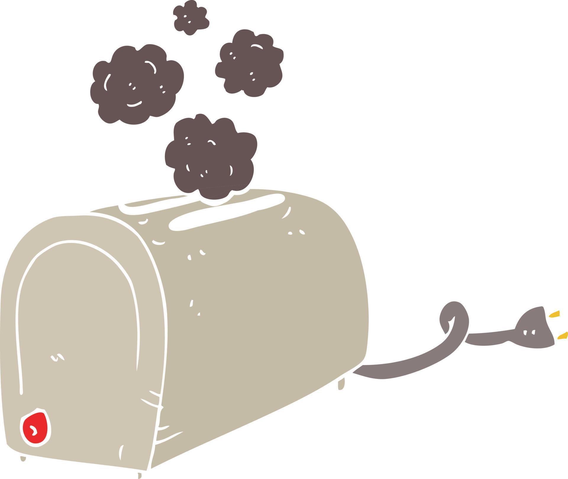 flat color illustration of toaster smoking 12038652 Vector Art at Vecteezy