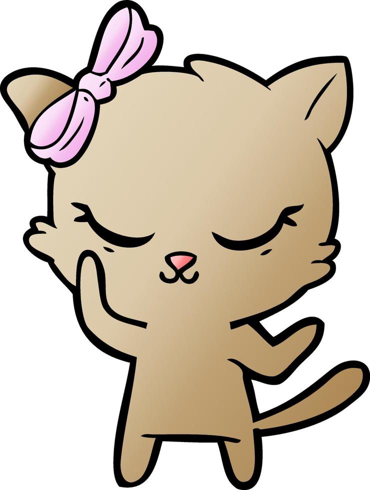 cute cartoon cat with bow vector