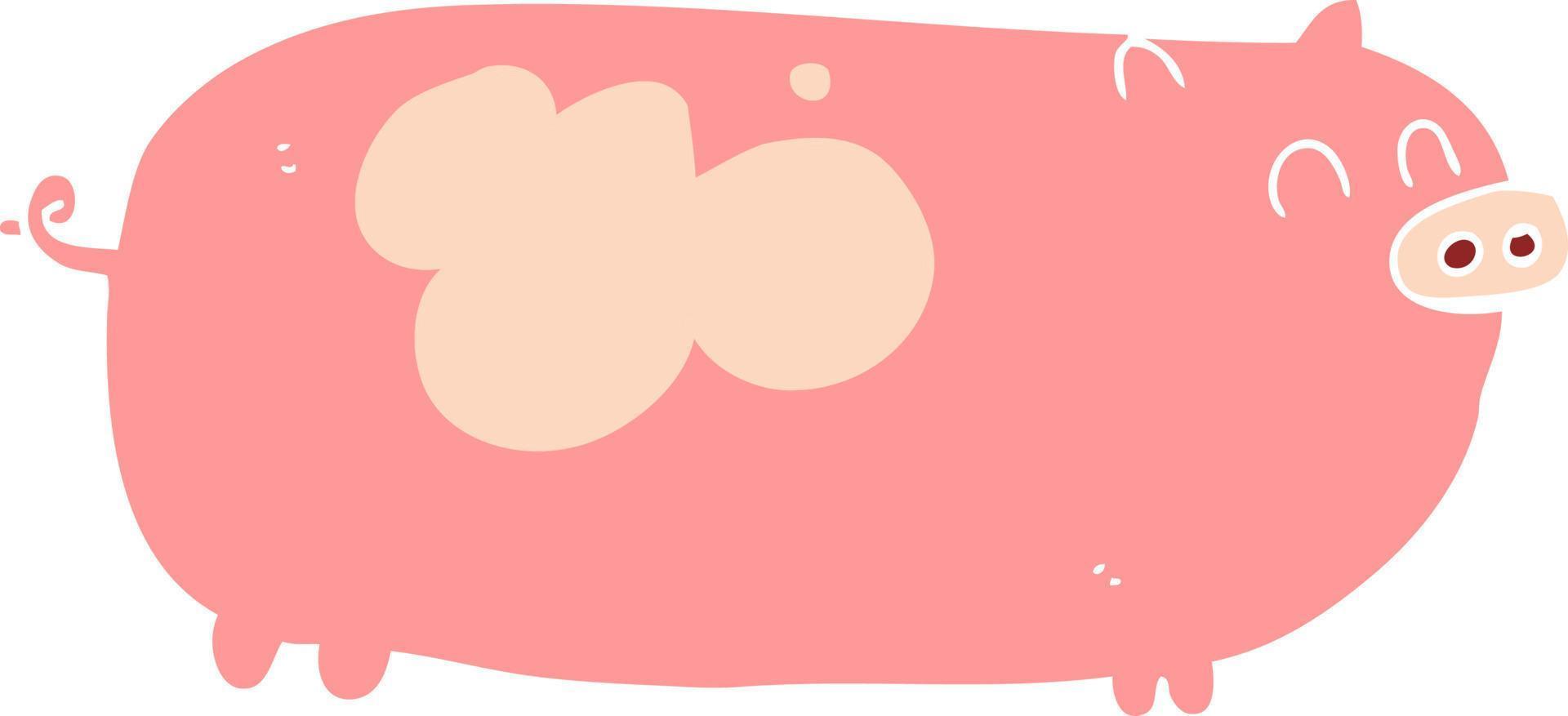 flat color illustration of pig vector