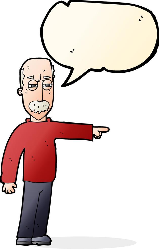 cartoon old man gesturing Get Out  with speech bubble vector