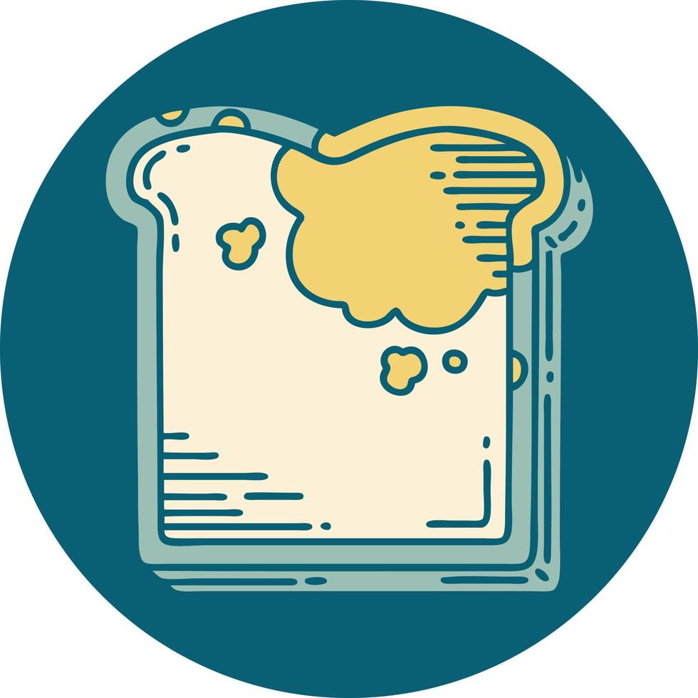 iconic tattoo style image of a mouldy bread vector
