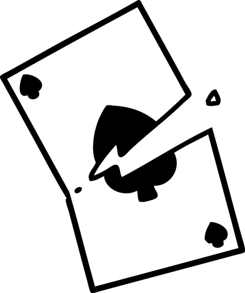 tattoo in black line style of a torn card vector