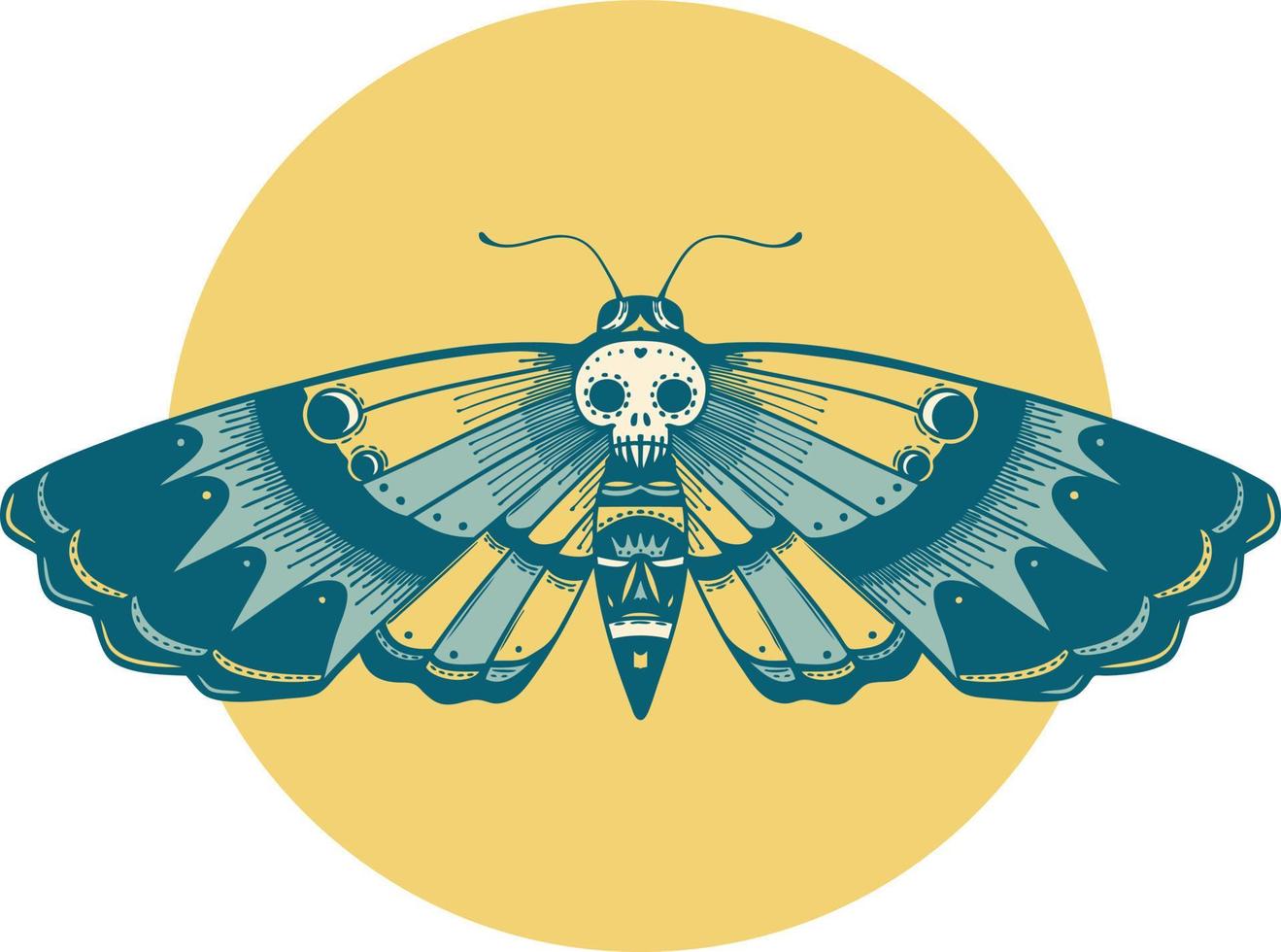 iconic tattoo style image of a deaths head moth vector