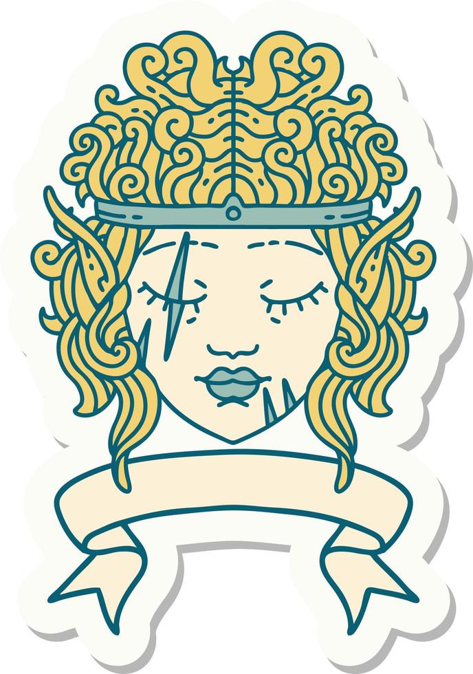 sticker of a elf barbarian character face with banner vector