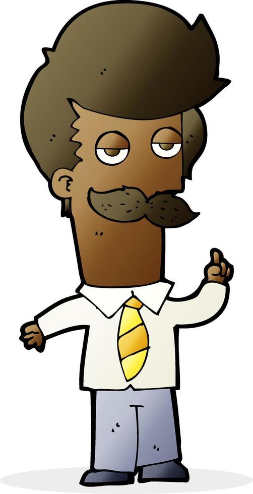 cartoon man with mustache explaining vector